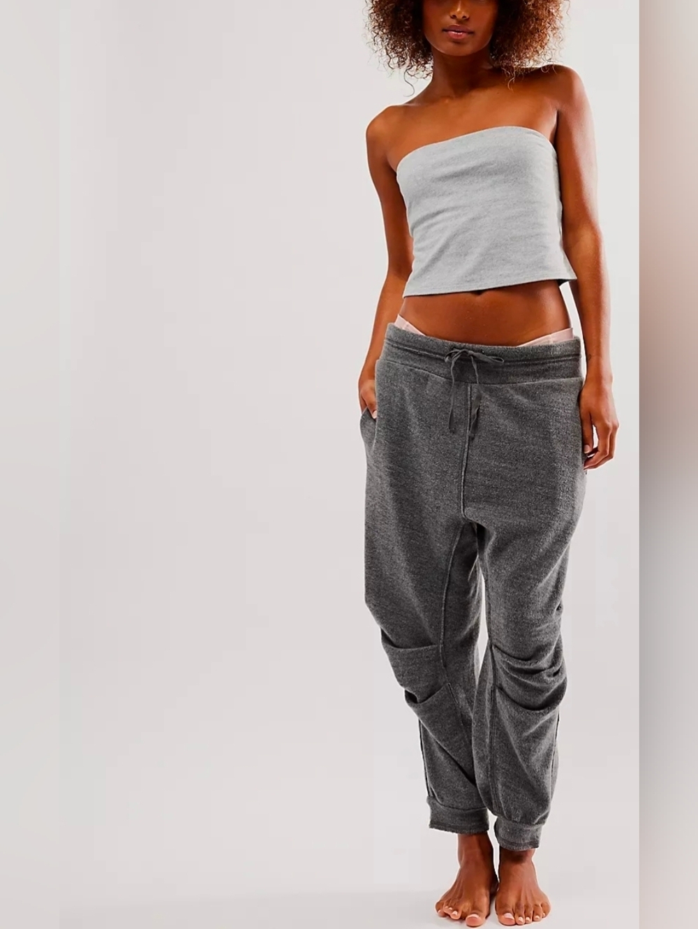 Free People Day Off Fleece Joggers Washed Gray Size Large Soldout*NWT$78